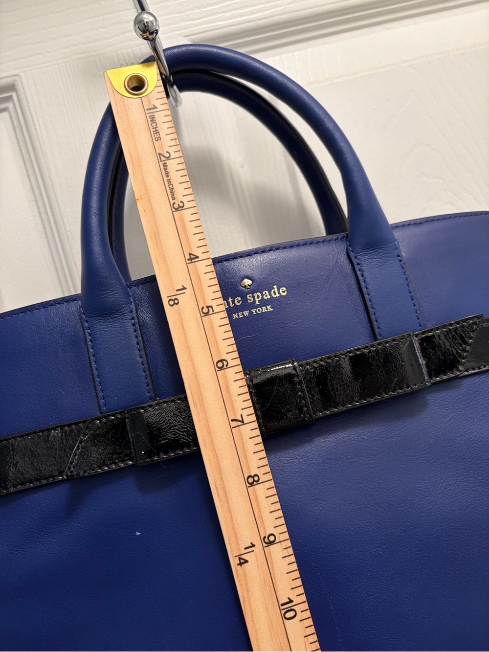 Kate Spade New York Rosa Mount Ivy Beau Bow Leather Satchel Crossbody – Cobalt - Picture 4 of 8